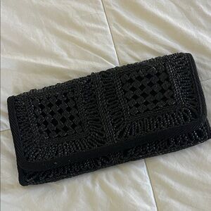 Sophisticated Black Woven Clutch